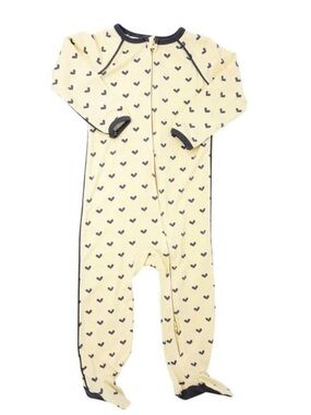 SWEET BAMBOO Polka Hearts Piped Zipper Bamboo Footie - 0-3M